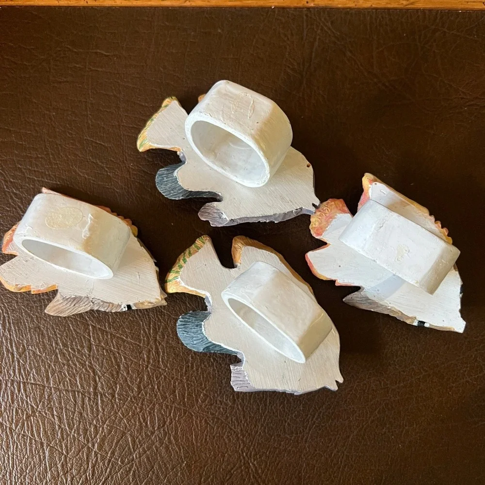 Tropical Fish Napkin Rings Set of 4 Coastal Beach House Nautical Table Decor